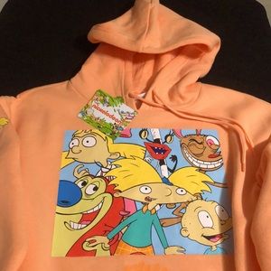 💯 NWT Nickelodeon Light Orange Hoodie size Large